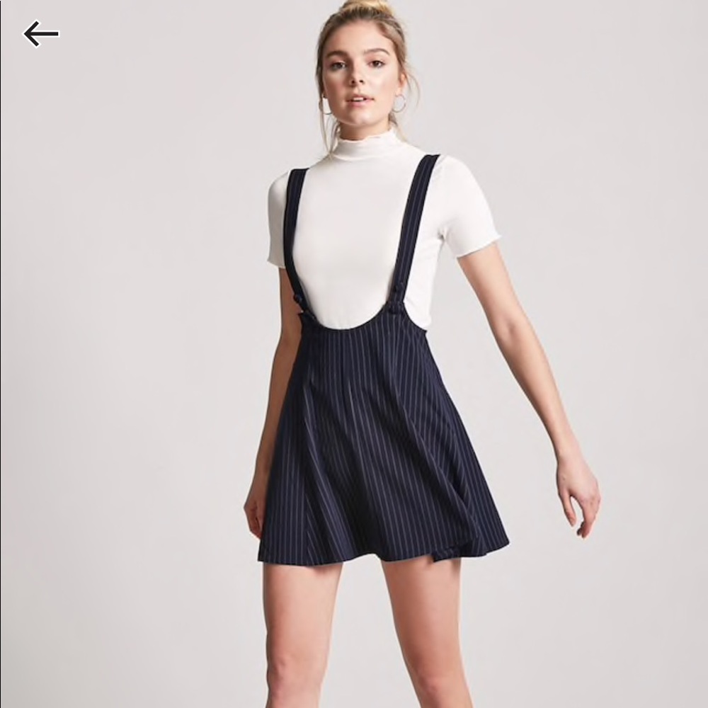 Pin stripe overall dress